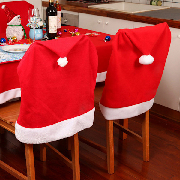 1 Pack Röd Hatt Matsalsstol Överdrag, Jul Stol Rygg Överdrag Kök Stol Överdrag för Jul Semester Dekoration