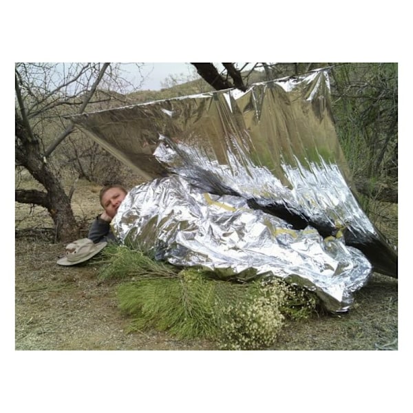Nöd-isolerande skydd, dubbelsidig silverräddning, solskyddstäckning, nödskydd, 100 x 200 cm, 1 del