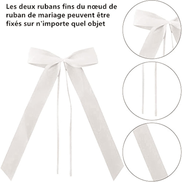 Satin Bil Dekoration, 50 Stykker Bryllup Dekoration Sløjfer, Bryllup Dekoration Sløjfe, Bryllup Bil Bånd, Sløjfe Dekoration Bånd, Bryllup Bil Sløjfer (Hvid