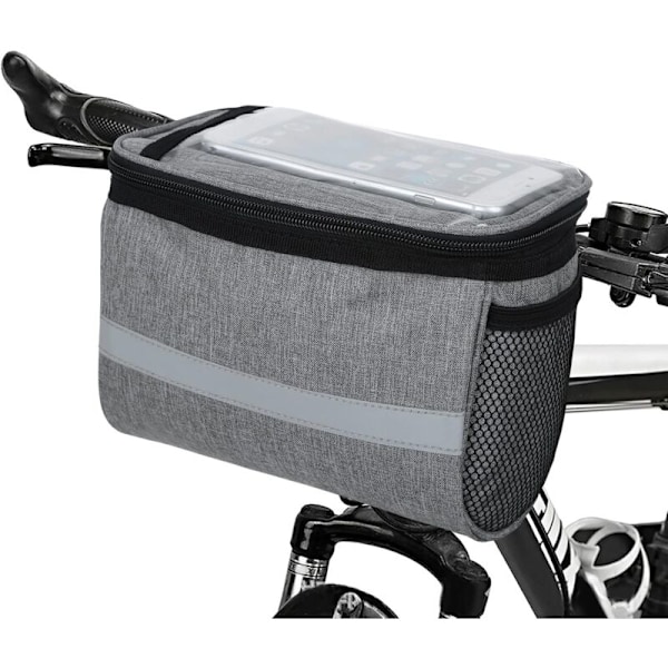 Vyse-s- S- S- 21x13x16.5cm grå taske vandtæt cykelkurv taske med iset taktil skærm front cykeltaske med nettaske