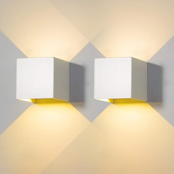 Sett med 2 (hvit) LED-vegglampe Utendørs Innendørs Moderne Utendørs Wal