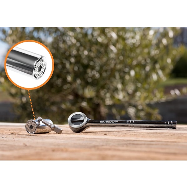 Universal Socket Wrench Set - Allsidig for 7-19mm Muttere - Med 3/8 Reversibel Ratchet og Power Tool Adapter