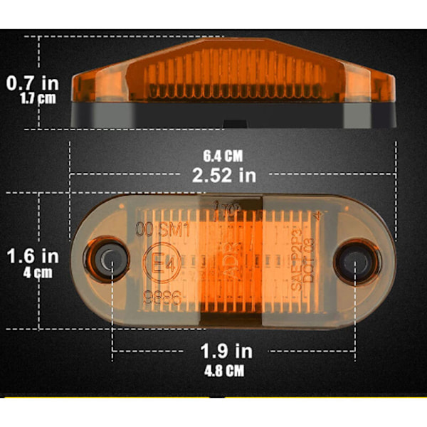 10 stk. røde trailer positionslys 12-30V LED Sidepositionslys Baklys Baglygter til bil lastbil trailer campingvogn