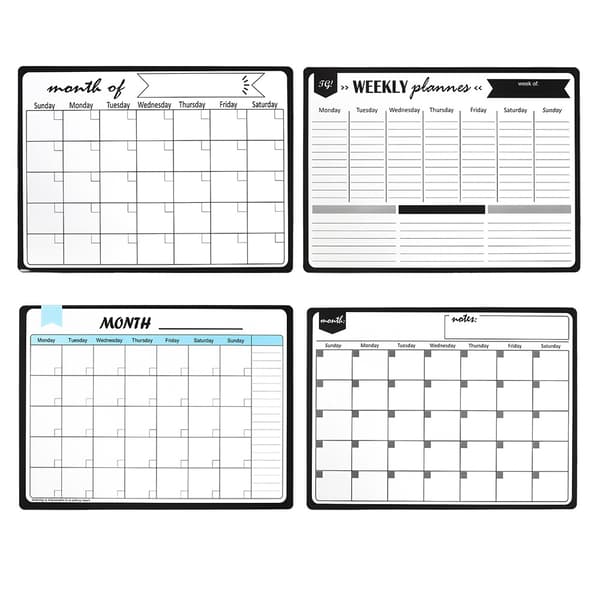 4 st torrtavla kalenderkit - magnetisk kylskåpskalender - månatlig kylskåpskalender - whiteboard