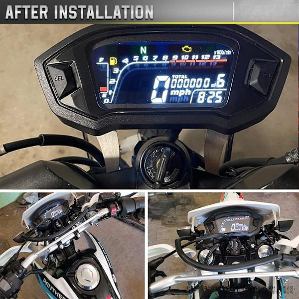 Universal Motorcykel Digital Tachometer LCD Display Karburator Digital Speedometer Odometer med Sensor