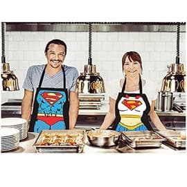 2 sæt køkkenforklæder - Superman-version til mænd og kvinder, parforklæder HA