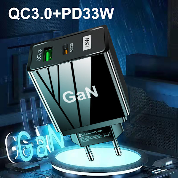 65W GaN Gallium Nitride PD Nopea lataus Matkapuhelinlaturi Kannettava sarjan sovitin CEFCCUKCA