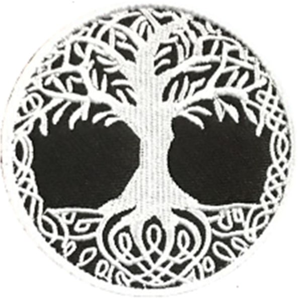2 stykker av Tree of Life lappbroderi (svart og hvitt) merke