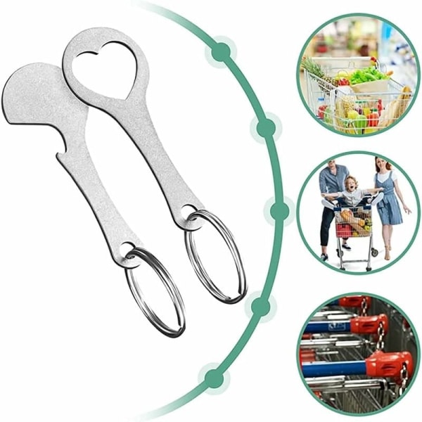 Token Nøgle 2 Stykker Indkøbsvogn Token Metal Chip Nøgleholder Indkøbsvogn Nøglering Rustfrit Stål Indkøbsvogn Chip Aftagelig Indkøbsvogn Chip