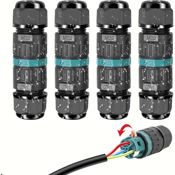 IP68 Vandtæt Elektrisk Stik - 3-trådet Kabelforbindelse Udendørs Vandafvisende Forbindelsesboks, Domino Vandafvisende Forbindelsesboks til Kabel Ø 5 til 9 mm (