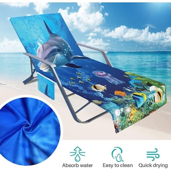 Strandhandduk för solstol med fickor (C), prickigt tryck, sommarstrandstolsöverdrag, långt stolhandduksöverdrag, solhanddukar för trädgård, utomhus