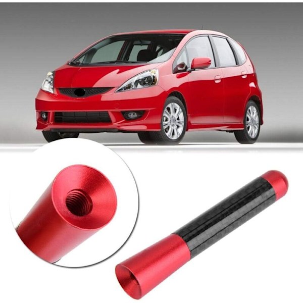 Bilantenne, kort radioantenne med 3\" karbonfiber for universell modifikasjon av bilen (rød)