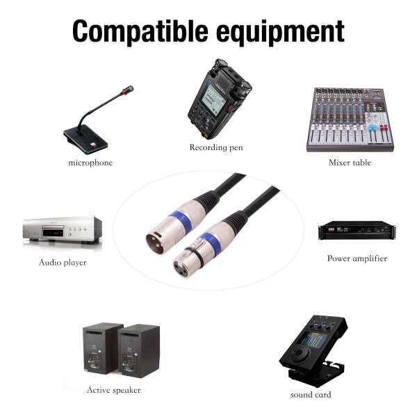1 pak XLR til XLR mikrofonkabel, XLR-kabel, mikrofonkabel, XLR-kabel (1,8 meter)