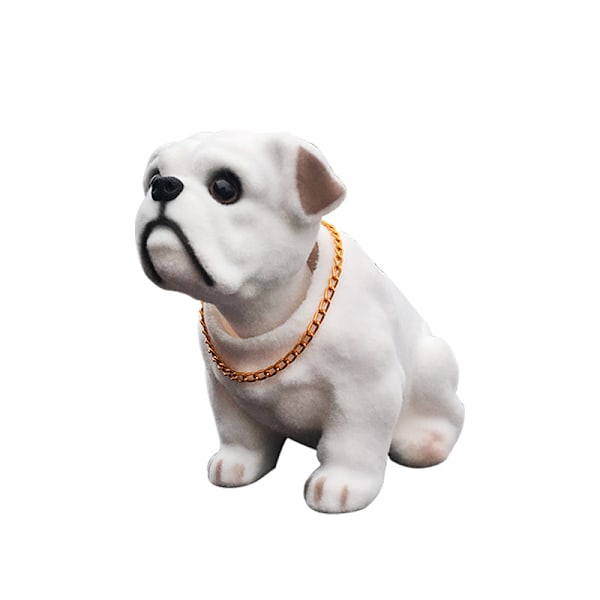 Dekorativt bilpynt med viftande hund - Present till hundälskare - Lämplig för bil, skrivbord, kontor, dekoration för baby och barn - Leksaker (Bulldog)