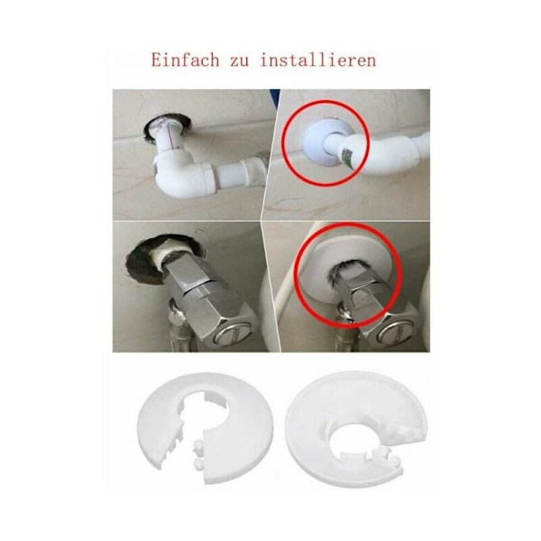 Radiator Roset Rørafdækning til Radiator VVS Gulv Væg Hulafdækning 16mm/20mm/25mm 24 stk (Hvid)