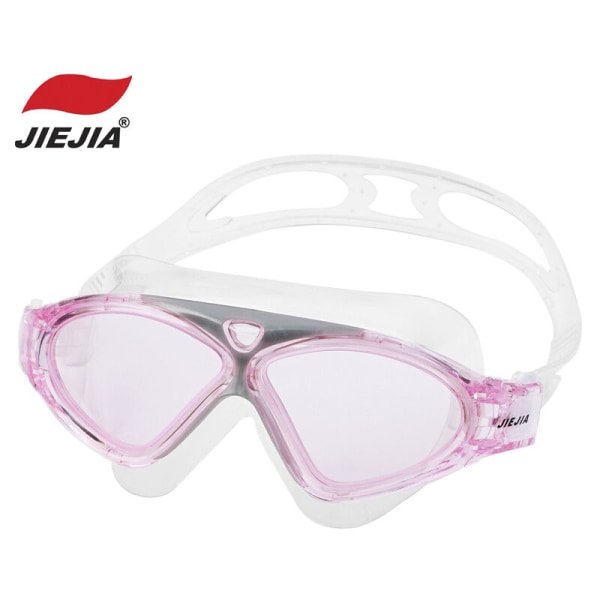 Stora ramfria transparenta vattentäta justerbara simglasögon för vuxna (transparent rosa)