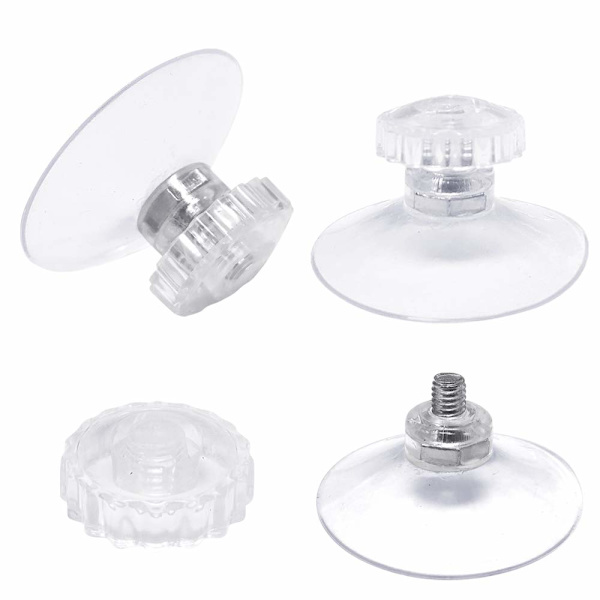 Sæt med 30 sugekopper med gevind og rillede møtrikker Ø 45 mm, transparent, til bil, camping, vindue, solskærm