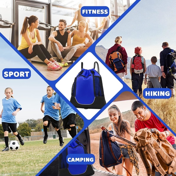 Snøresportbag (blå, ball ikke inkludert), basketballryggsekk for gutter og jenter, fotballstøvlettbag for gutter, sammenleggbar volleyball PE-bag, sportsbag Vi
