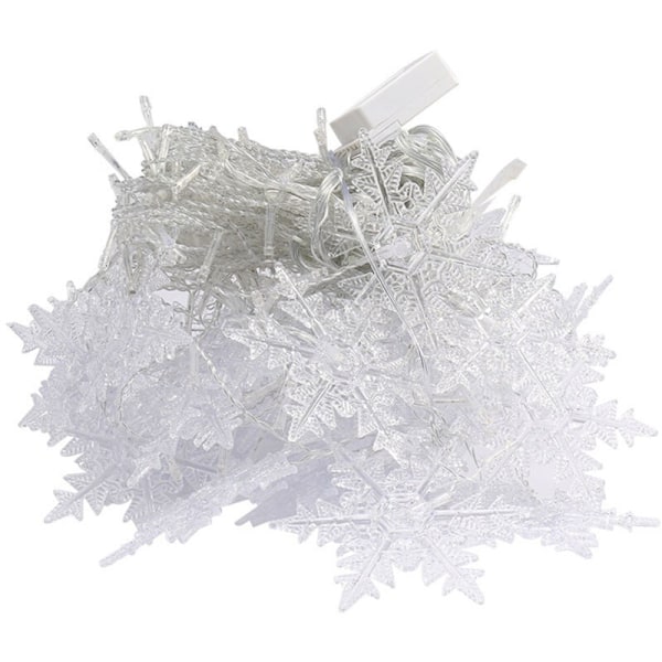 Dekorative LED-lys, snøfnugg-gardin, 3,5 m lang, 96 LED-lys, 8 lysmoduser, julegardin hagefestival