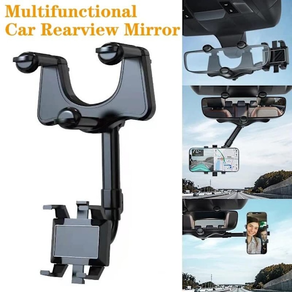 Bil Bakspeil Telefonholder 360° Rotasjon Universal Justerbar Retningsvisning