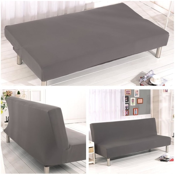 Elastisk Clic Clac-trekk 3-seters sofa, ensfarget trekk til stue, grå