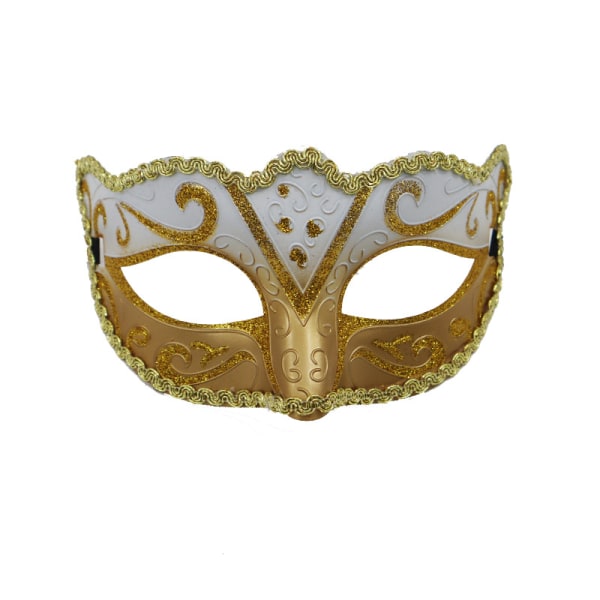 Venedig Felina ögonmask, guld, resår, ornament, maskeradboll