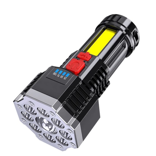 Utomhus bärbar USB-laddningsbar multifunktionell 9LED starkt ljus ficklampa