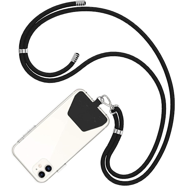 Mobiltelefon Lanyard, Universal Telefon Lanyard Lanyard Krave Kapper Kompatibel med de fleste smartphones（Sort）