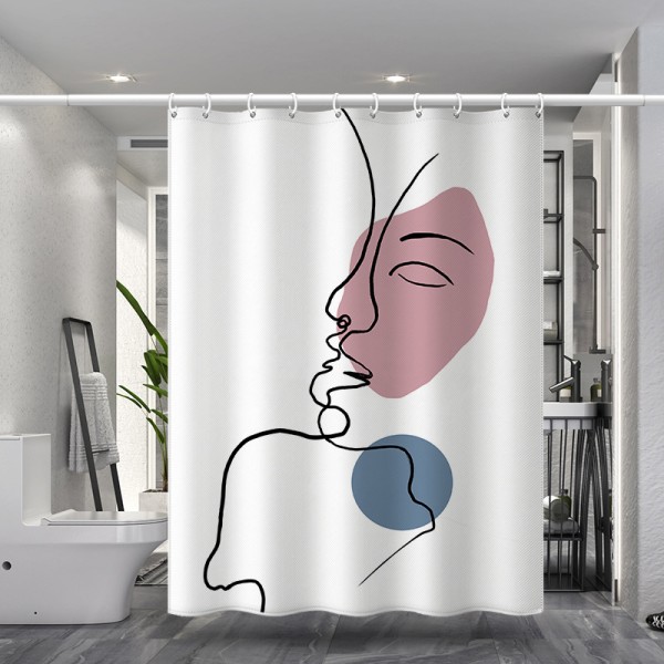 Mugresistent bruseforhæng 180x200cm, maskinvaskbart stof bruseforhæng med 12 rustfrie kroge, Flamingo polyester bruseforhæng (180_x