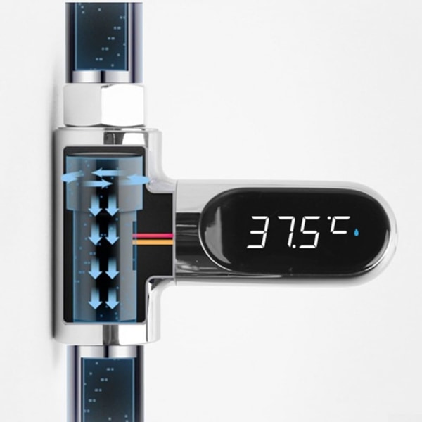 LED-display Celsius vattentermometer, självgående elvatten, digital duschtermometer för bad och simning
