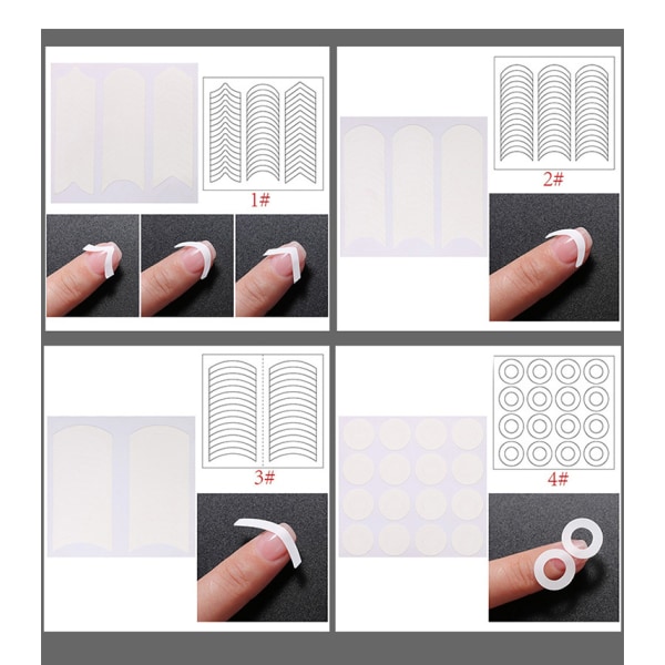 24 designs franska nagelstencilklistermärken, 24 ark