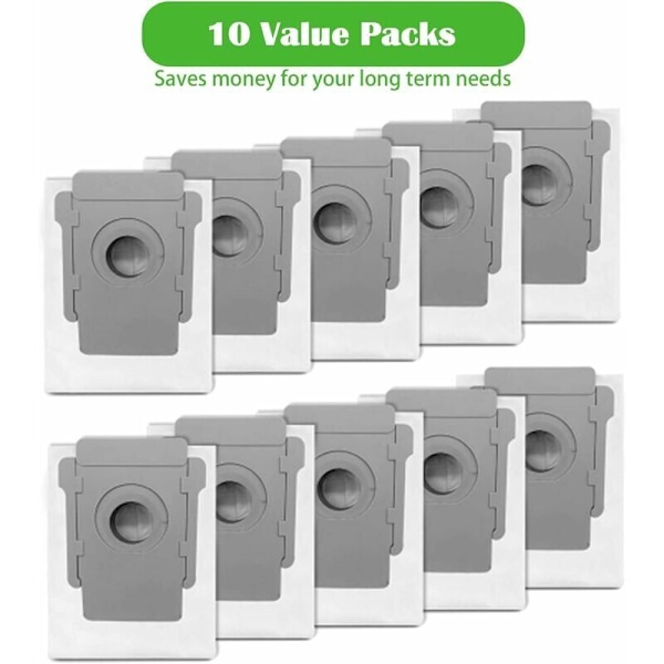 Pakke med 10 støvsugerposer kompatible med Irobot Roomba I & S-serien - Til I17 I7 + I7Plus (7550) I3 + (3550) I4 + (4552) I6 + (6550) I8 + (8550) S9