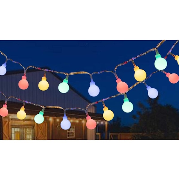 Utomhus ljusslinga, färgglada glödlampor, 12 m, 100 LED, julgransbelysning för helgdagar, trädgårdar, balkonger och interiörer, jul, barn r