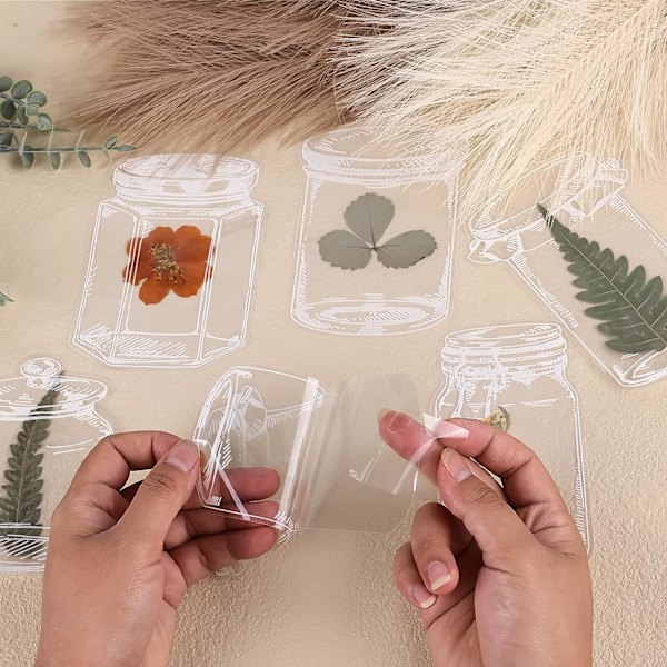 20 stk. Blomsterbogmærke, (Almindelig flaske) Transparent Blomsterbogmærke Transparent Tørret Blomsterbogmærker Tørret Blomsterbogmærke til Hjem DIY Læsning Al