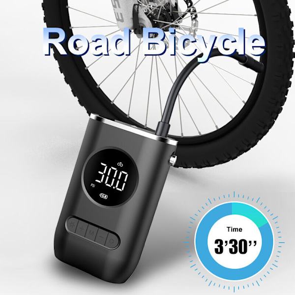 Bärbar Luftkompressor, 150 PSI Mini Elektrisk Cykelpump