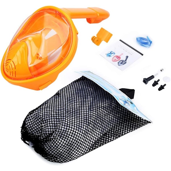 Barnens Snorkelmask, Dykutrustning med Kamerahållare, 180 Grader Anti-Dimma Vattentät Panoramasnorkelset (1 Stycke Orange)