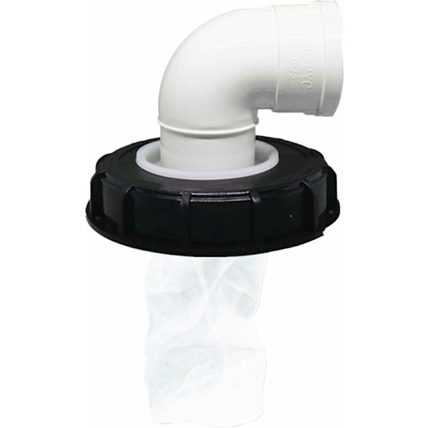 IBC dæksel filter, IBC tankdæksel Nylon vaskbar med dæksel, IBC tanktilbehør med mesh filter til 165 mm regnvandstank (165 mm 90 °)