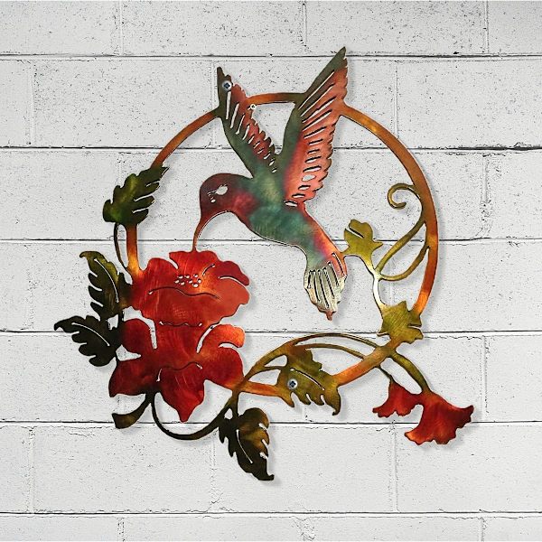 (31x32cm)(Punainen) Metallilintu Siluetti Seinätaide Pyöreä Seinäkoriste Seinävaate Kotiin Toimistoon Olohuoneeseen Hotelliin Koriste