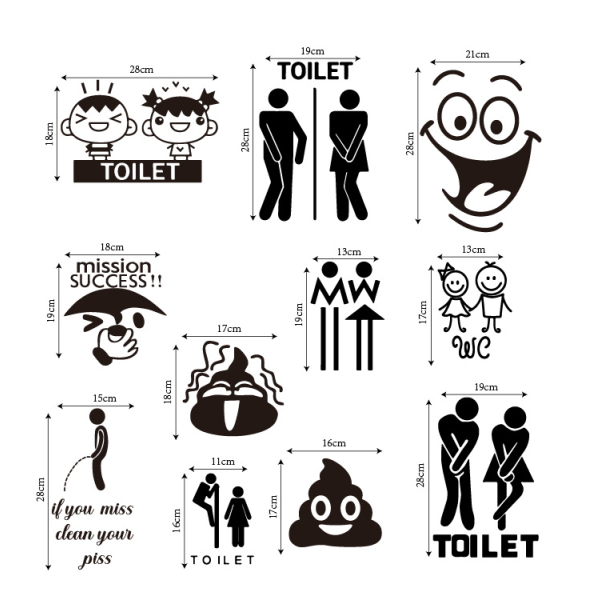10 stk Toilet Smiley Face Decal Funny Badeværelse Køkken Wall Sticke