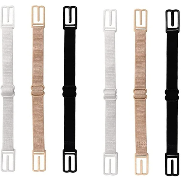 Skridsikre BH-stropper, 6 stk. BH-strop-holder, elastisk strop-holder, der passer til alle cupstørrelser (sort, beige, hvid)
