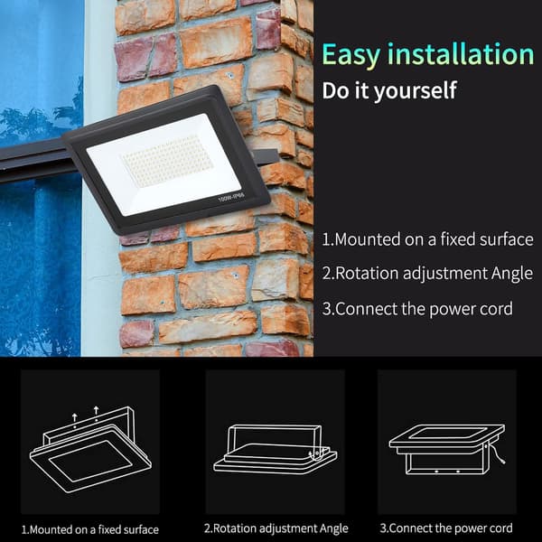 100W LED-flomlys, IP66 vanntett