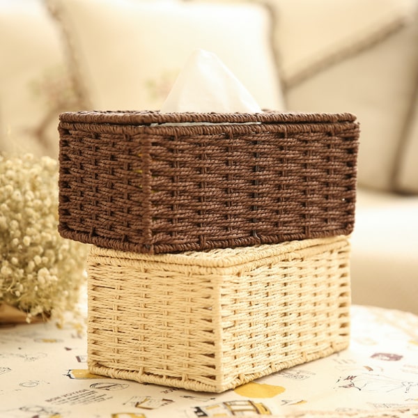 Fletvævet Tissue Box Vintage Etui Tissue Papirholder