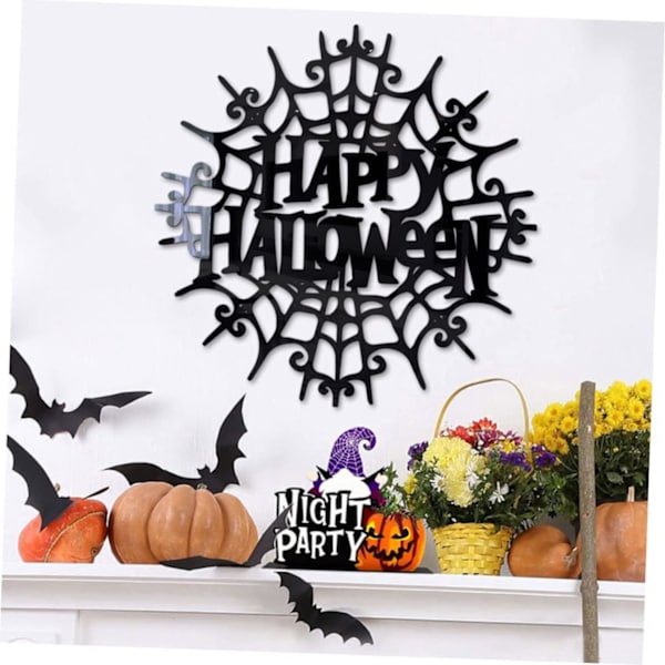 Hämähäkinverkko Seinätarra Onnellinen Halloween Seinätarra Halloween Juhlatarvikkeet Hämähäkinverkko Tarra (musta)