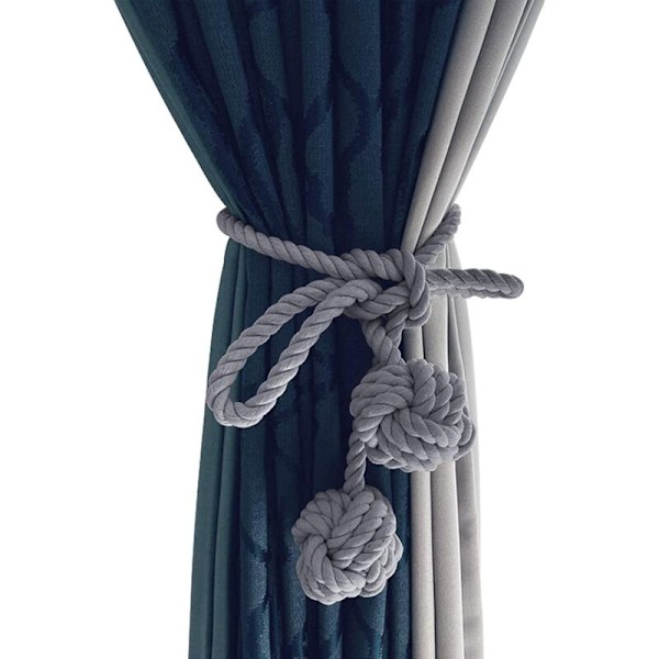 Set med 2 st Draperihållare med Två Bollar Handgjorda Flätade Rep Draperihållare Hampa Draperi Spänne Rustik Stil, Chic Dekorativ Draperitillbehör