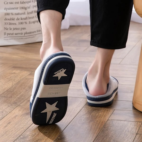 Slippers skridsikre mænds bomuldsslippers efterår og vinter søde varme sko mænds casual flade indendørs slippers behagelige bløde brune 26,5 cm