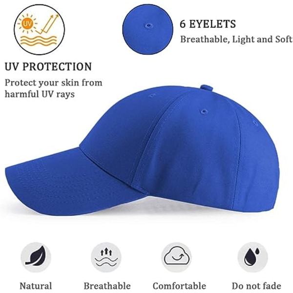 Baseball Cap Classic 6 Panel Adjustable Sport Cap for Men and Women Fits Head Size 54-60cm