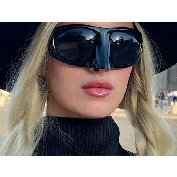 Oversize Punk Solbriller Goggle Kvinder Hip Hop Eagle Solbriller Mænd Sort Sølv Maske UV400