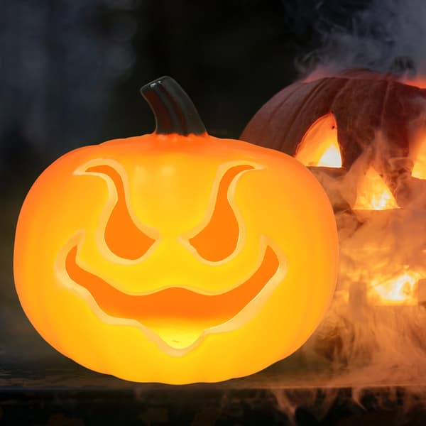 Halloween græskar lanterne, 9 tommer glød lanterne græskar Halloween plastik glød