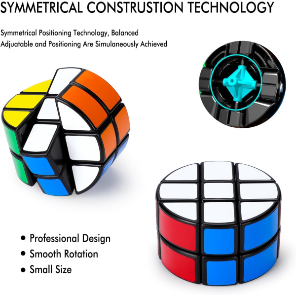 Rund 2x3x3 Rubiks kube hjernetrimleke hastighetspuslespill Rubiks kube 66mm svart, barnestrømpefyll