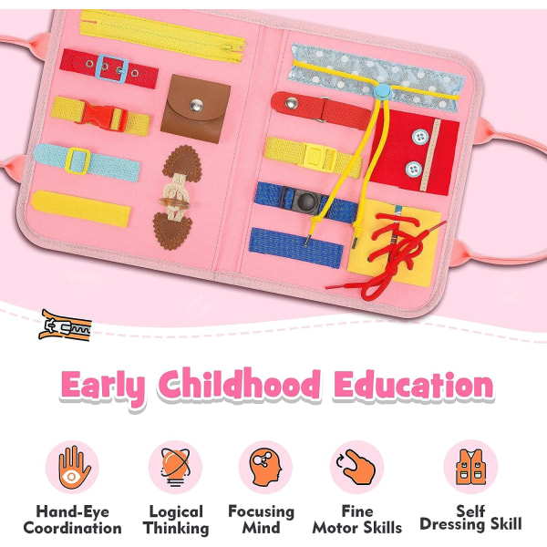 1-4 år gammal flickgåva, Montessori leksak flicka pedagogiskt spel 1-4 år gammal barnleksak 1-3 år gammal upptagen tavla babyaktivitetstavla ny Montessori tavla